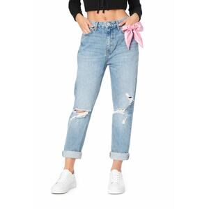 MSRP: $148 | ✨ Juicy Couture Light Boyfriend Jeans – Size 26 | Pink Logo Scarf ✨